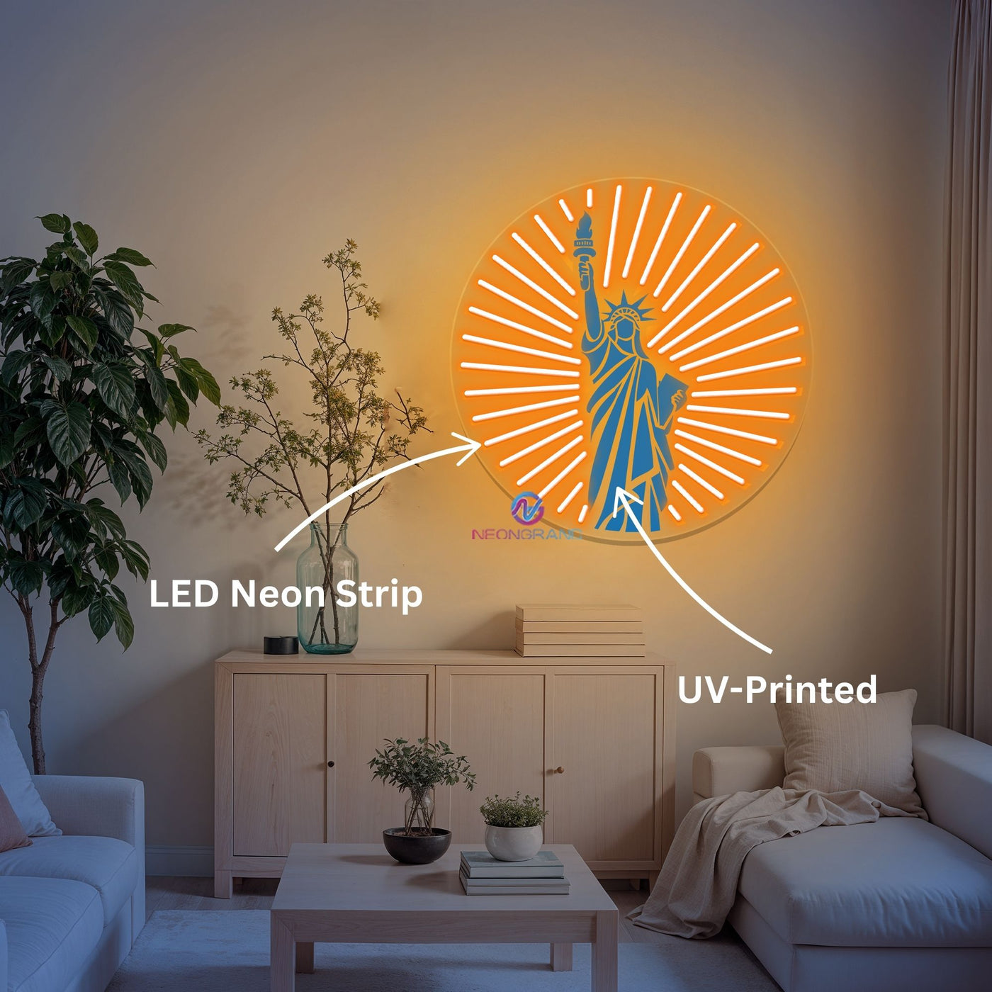 Liberty Neon Sign Inspirational UV Printing LED Light