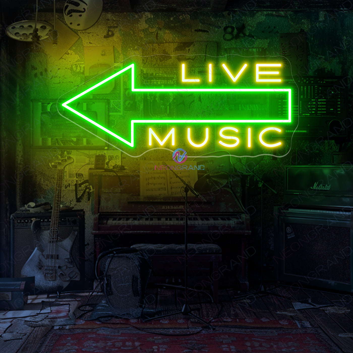 Live Music Neon Sign Retro Storefront Bar Led Light