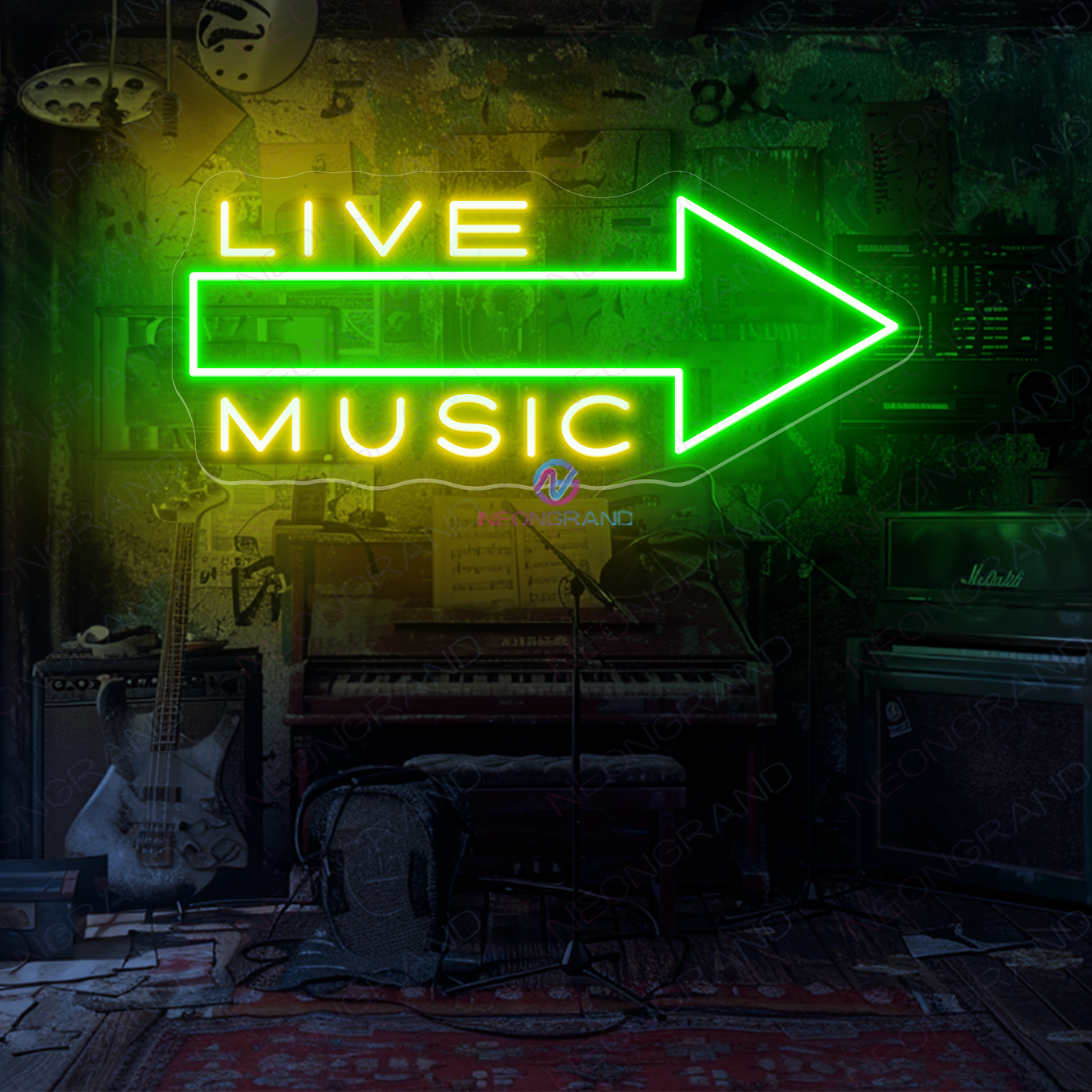 Live Music Neon Sign Retro Storefront Bar Led Light