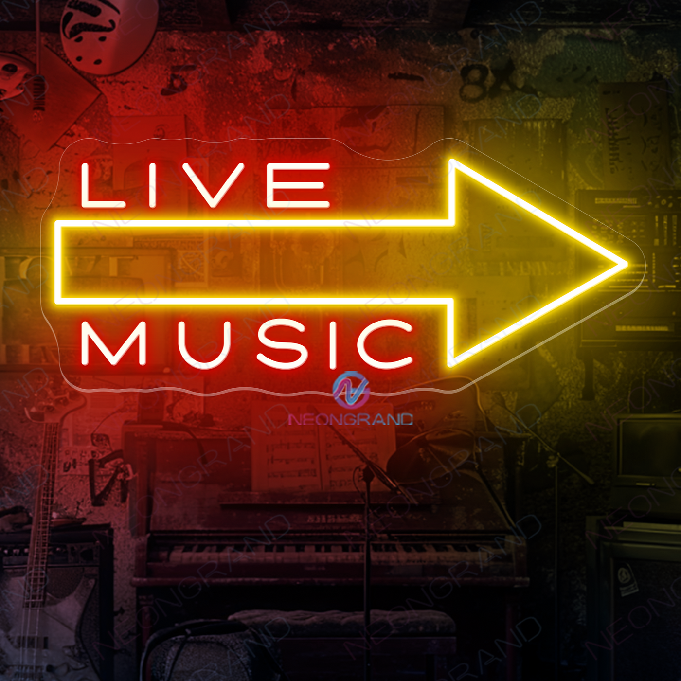 Live Music Neon Sign Retro Storefront Bar Led Light