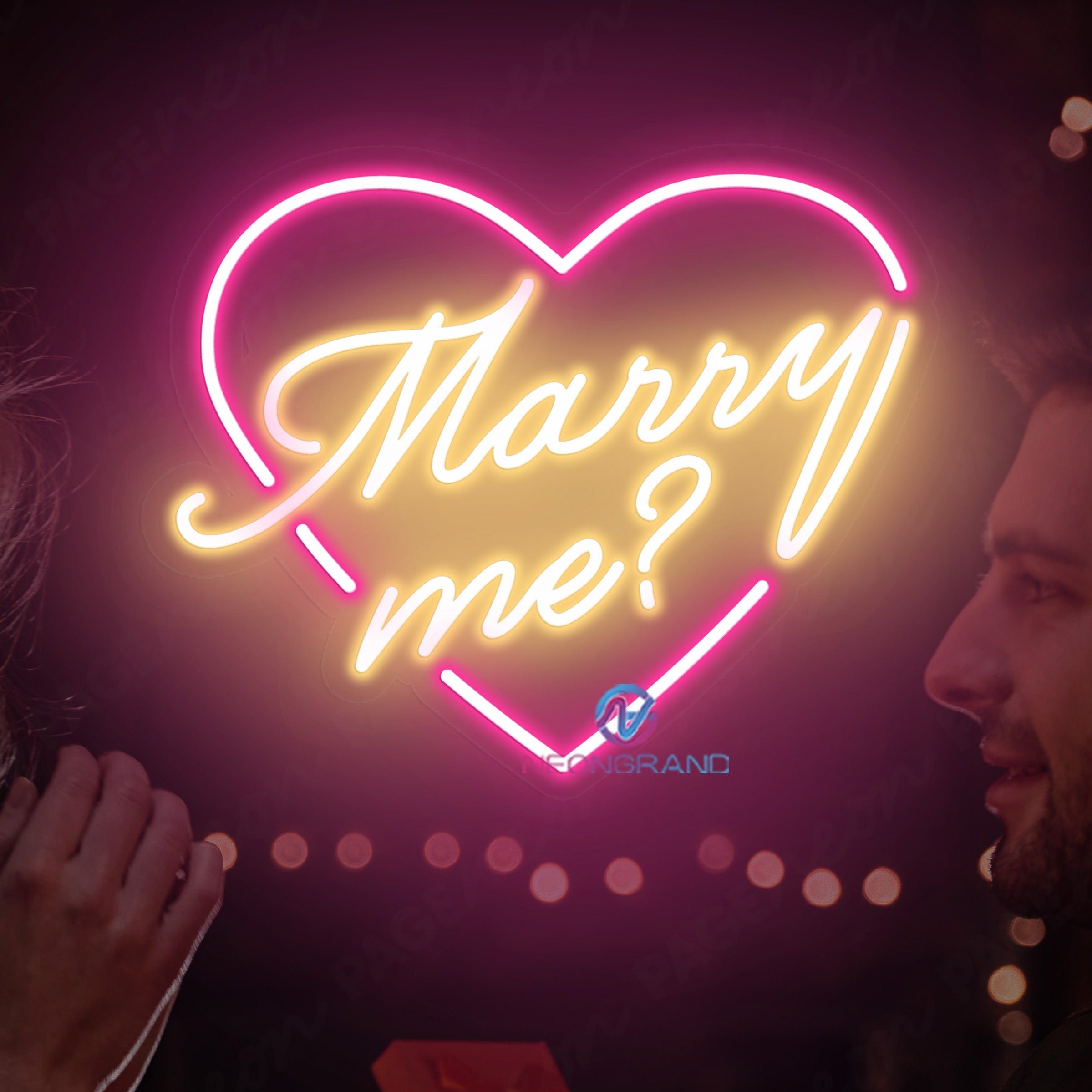 VIHOSE 6.6ft Large Metal Heart Arch Stand And Will You Marry Me Led Neon Light Si