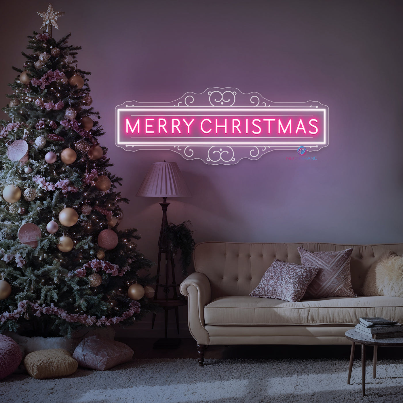 Merry Christmas Neon Sign Large Engraving LED Light