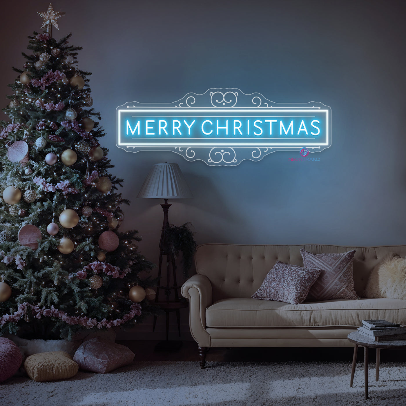 Merry Christmas Neon Sign Large Engraving LED Light