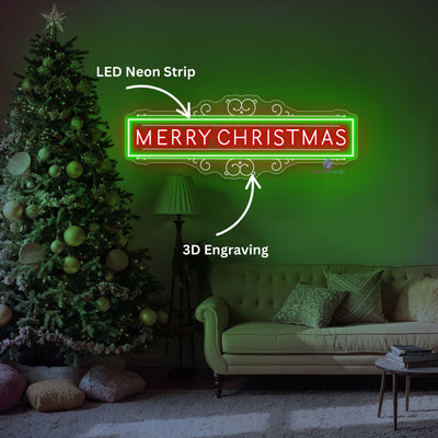 Merry Christmas Neon Sign Large Engraving LED Light