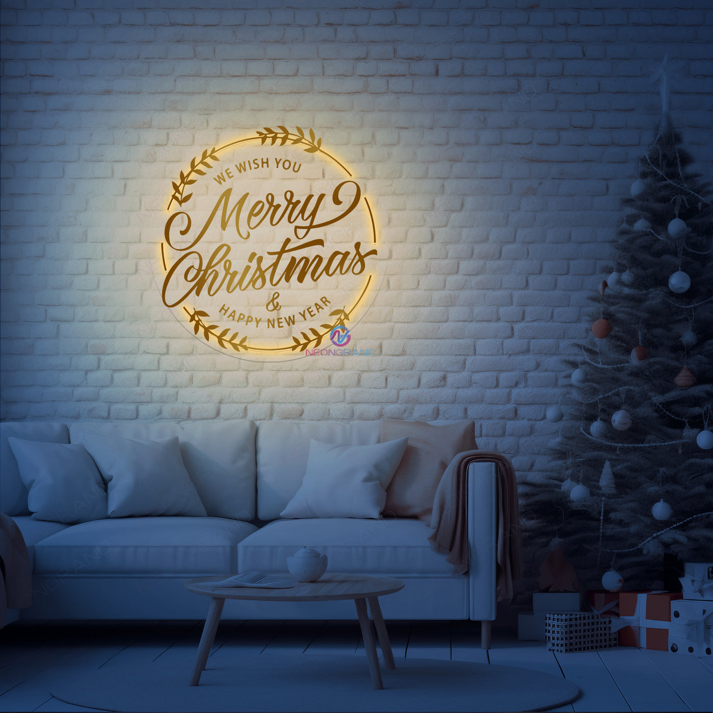 Merry Christmas Neon Sign Acrylic Metal Backlit Xmas Led Light