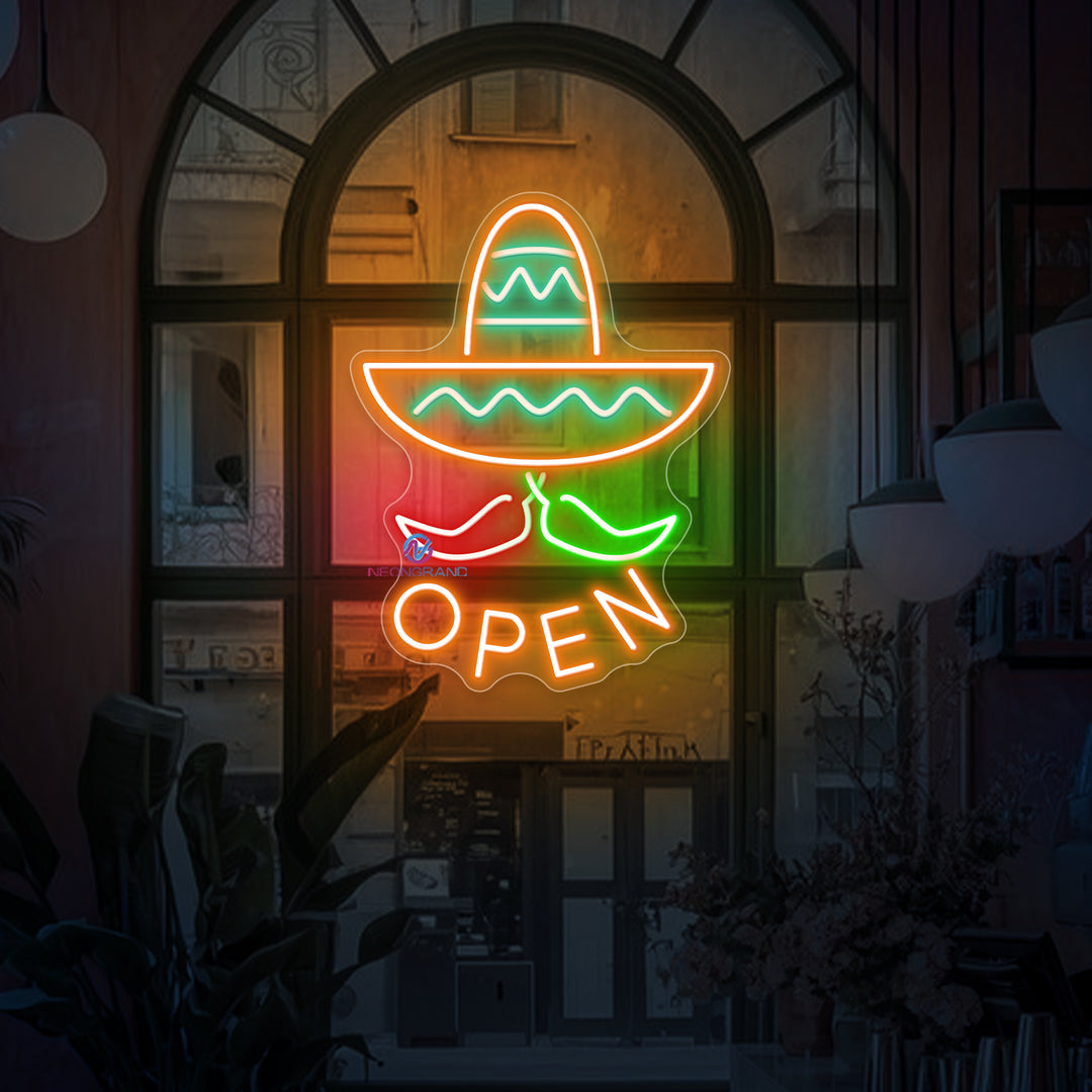 Mexico Open Neon Sign Storefront LED Light Restaurant - NeonGrand