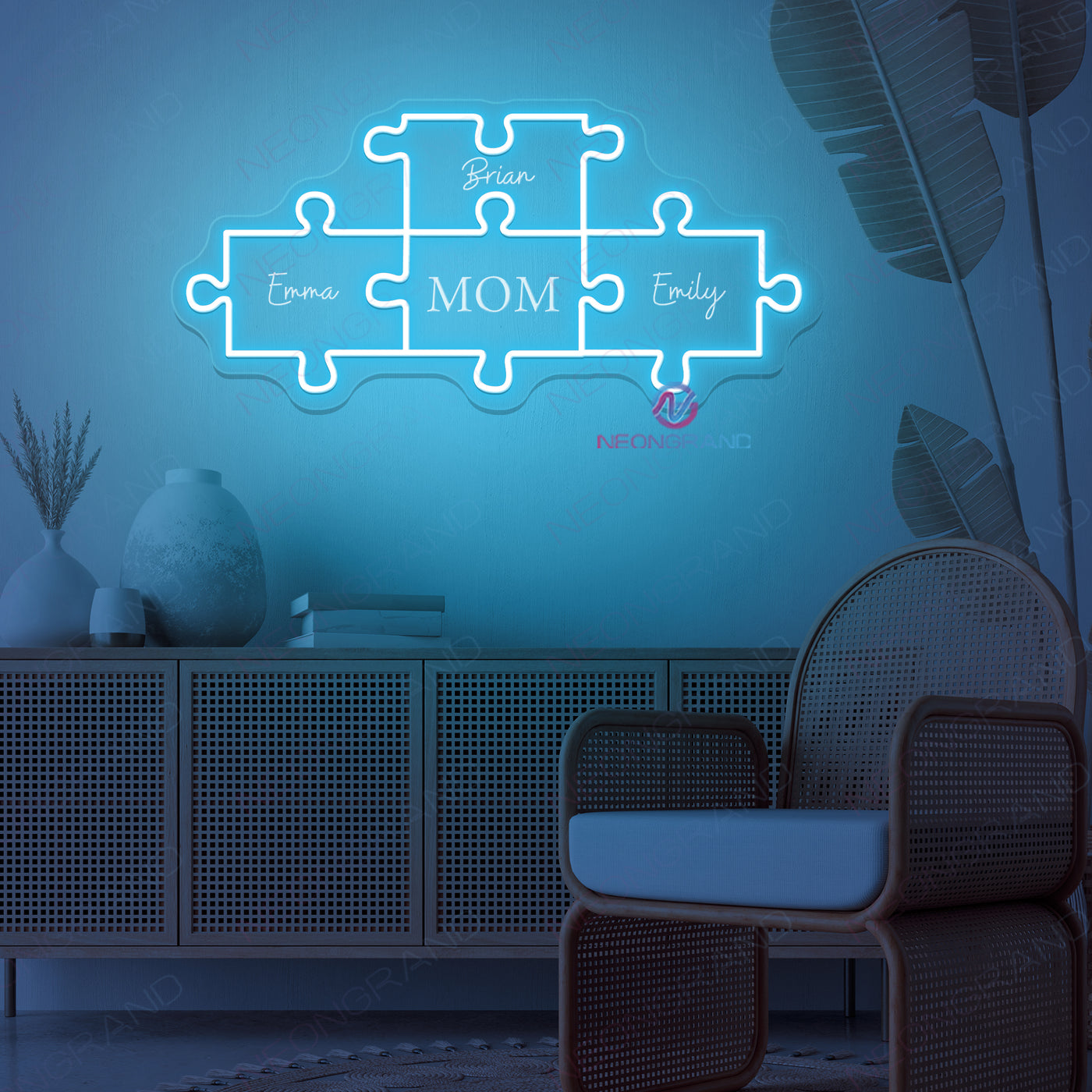 Mom Puzzle Piece Sign Neon Mother's Day Led Light