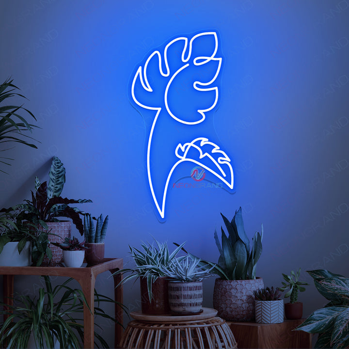 Monstera Neon Light Green Leaves Led Sign