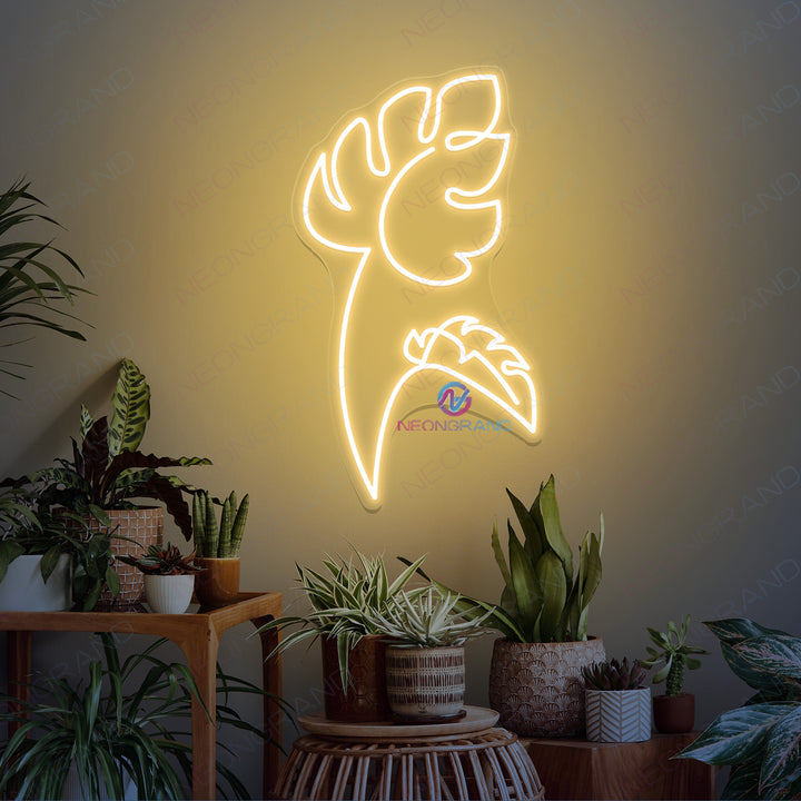 monstera neon Monstera Neon Light Green Leaves Led Sign