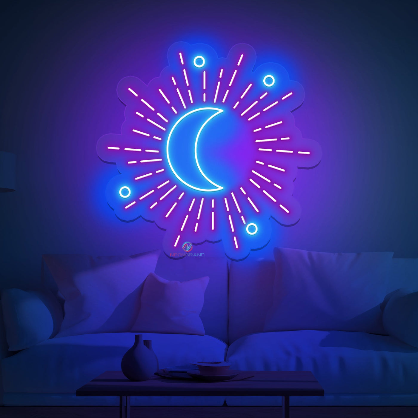 Moon Neon Sign Aesthetic Cool Led Light