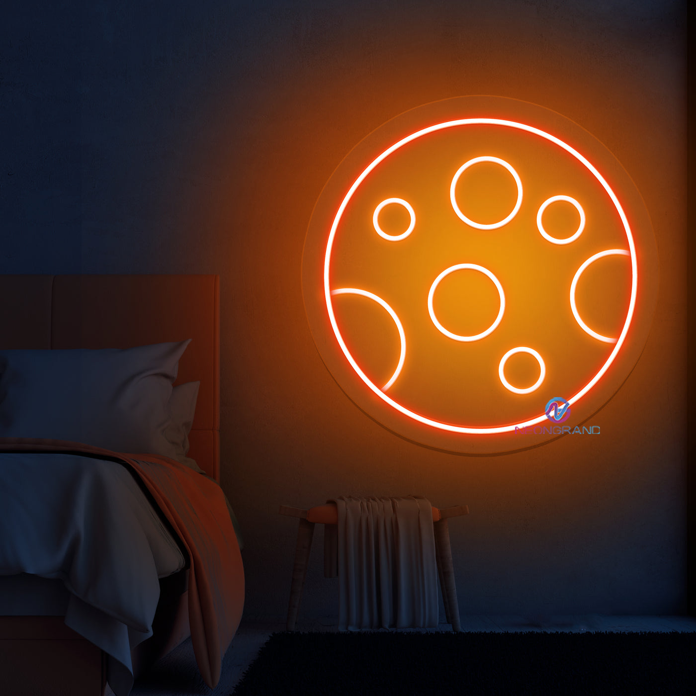 Moon Neon Sign Cool LED Light For Bedroom