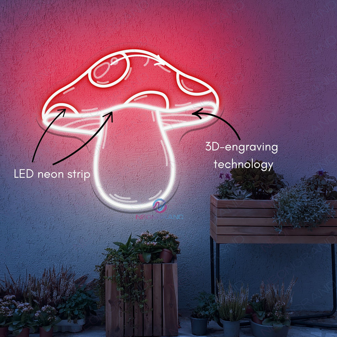 Mushroom Neon Sign 3D Engraving Mushroom LED Light