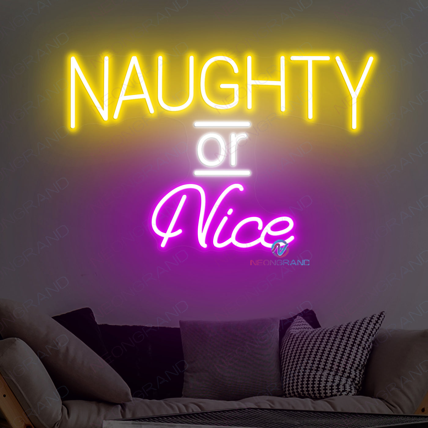 Naughty Or Nice Neon Sign Man Cave Led Light