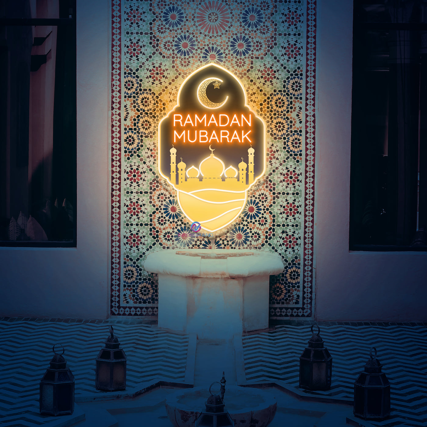 Ramadan Mubarak Neon Sign UV Printing LED Light