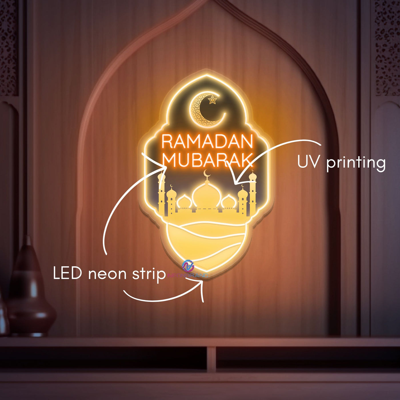 Ramadan Mubarak Neon Sign UV Printing LED Light