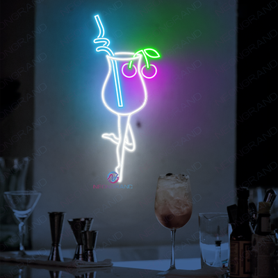 Neon Cocktail Sign Bar LED Light Sexy Woman