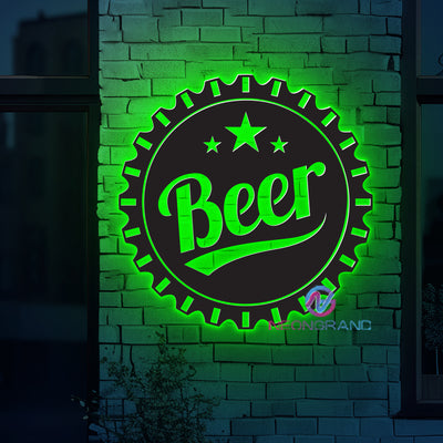 Beer Neon Sign Metal Alcohol Led Light