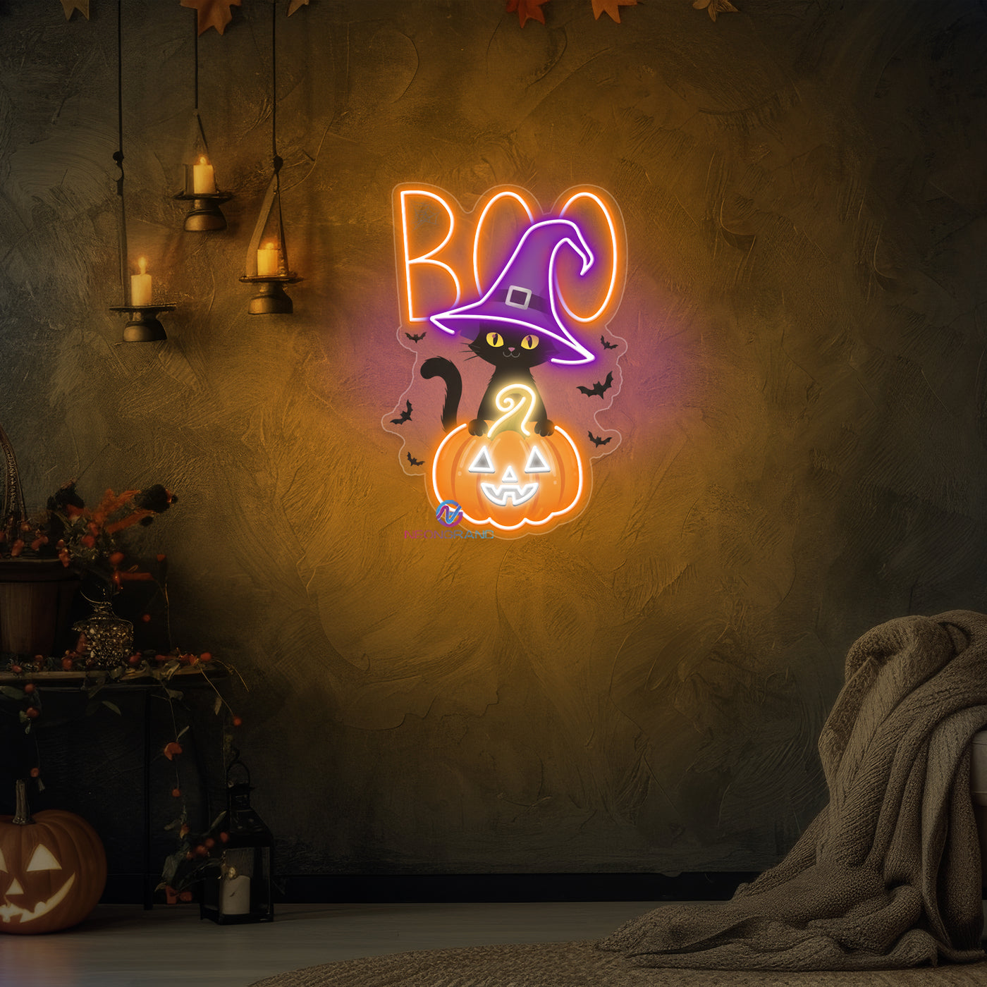 Neon Boo Sign UV Printing Halloween LED Light