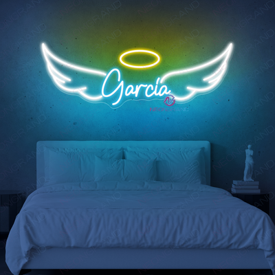 Neon Last Name Sign Custom Angel Wings LED Light