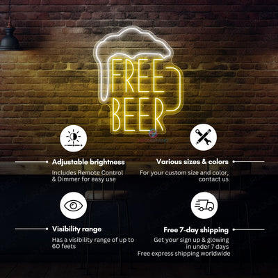 Free Beer Neon Sign Alcohol Drink LED Light