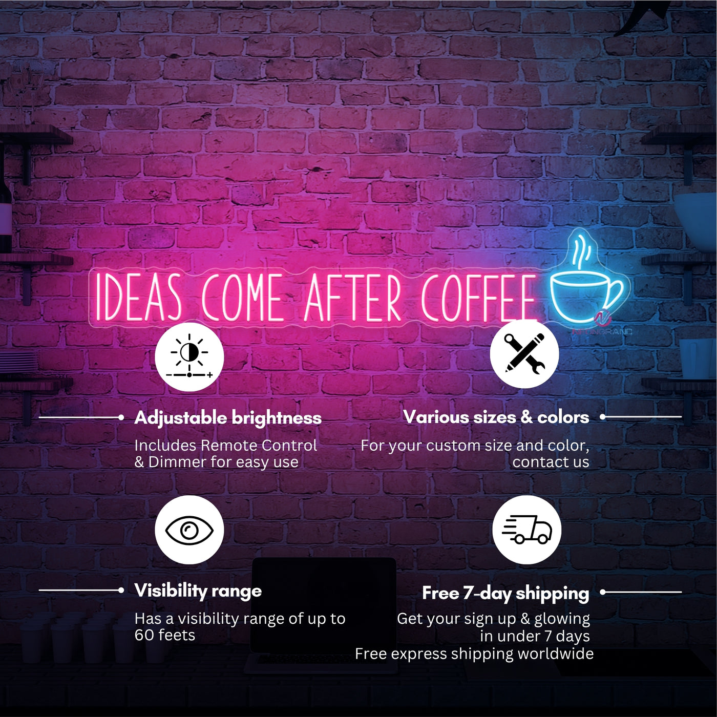 Coffee Neon Sign LED Word Light For Cafe