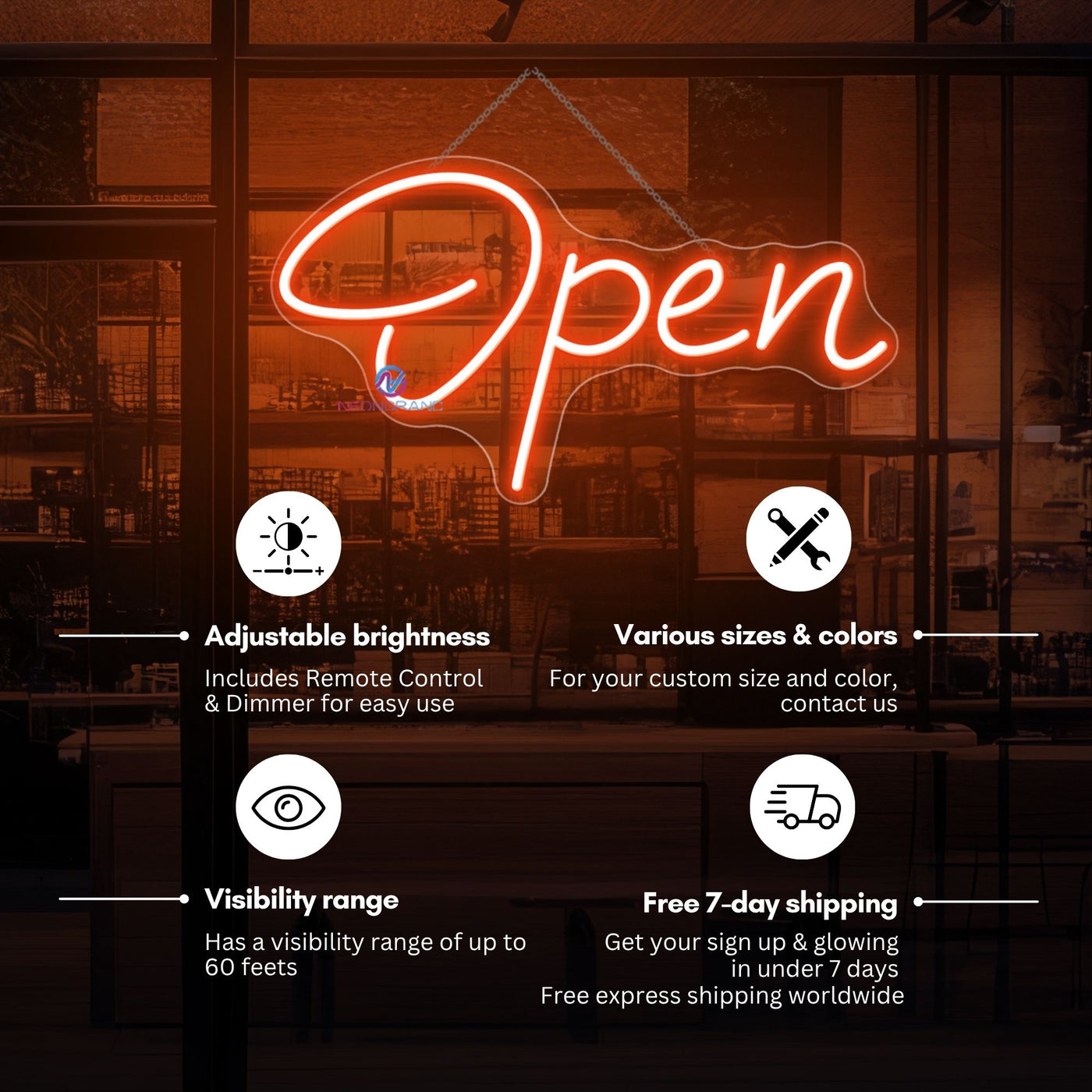 Neon Open Sign Handwriting Storefront LED Light