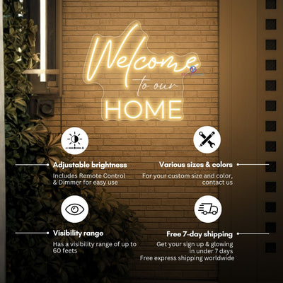 Welcome Home Neon Sign 3D Engraving LED Light