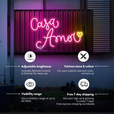 Casa Amor Neon Sign LED Word Lights