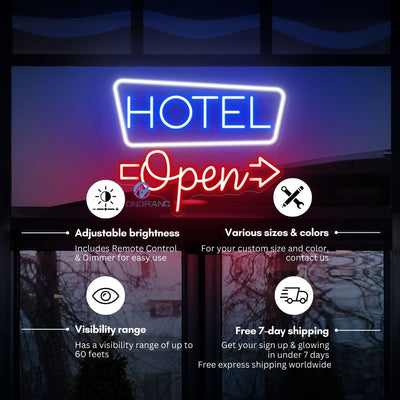 Hotel Open Neon Sign Business LED Light