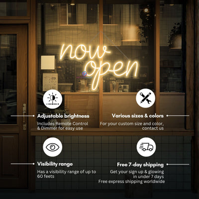 Now Open Neon Sign Vintage Storefront LED Light For Business