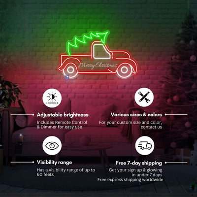 Christmas Truck Neon Sign Engraving Xmas LED Light