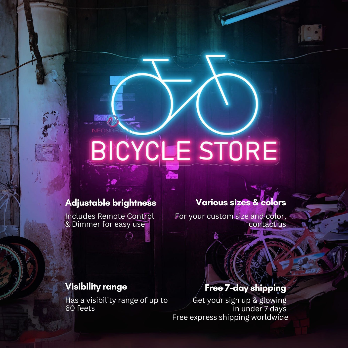 Bicycle Store Neon Sign Business LED Light For Sale