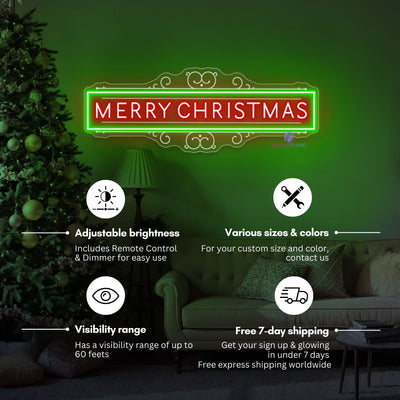 Merry Christmas Neon Sign Large Engraving LED Light