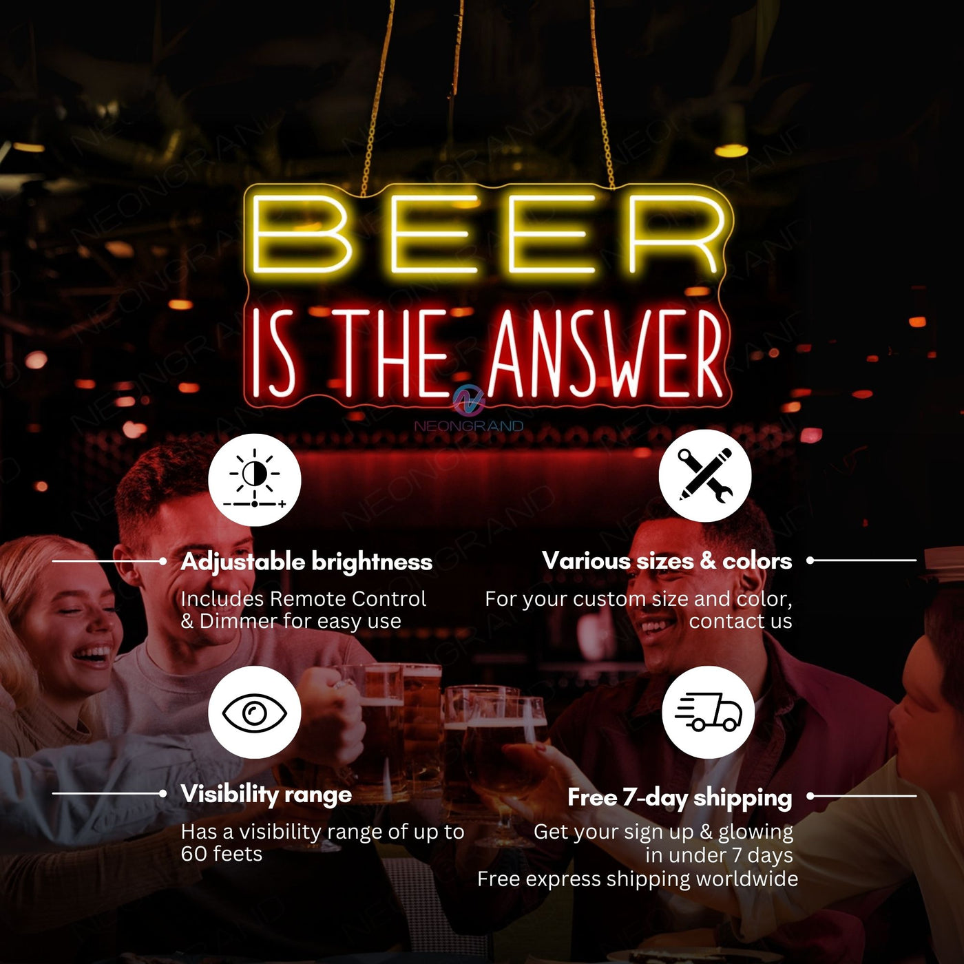 Beer Is The Answer Neon Sign Alcohol LED Light