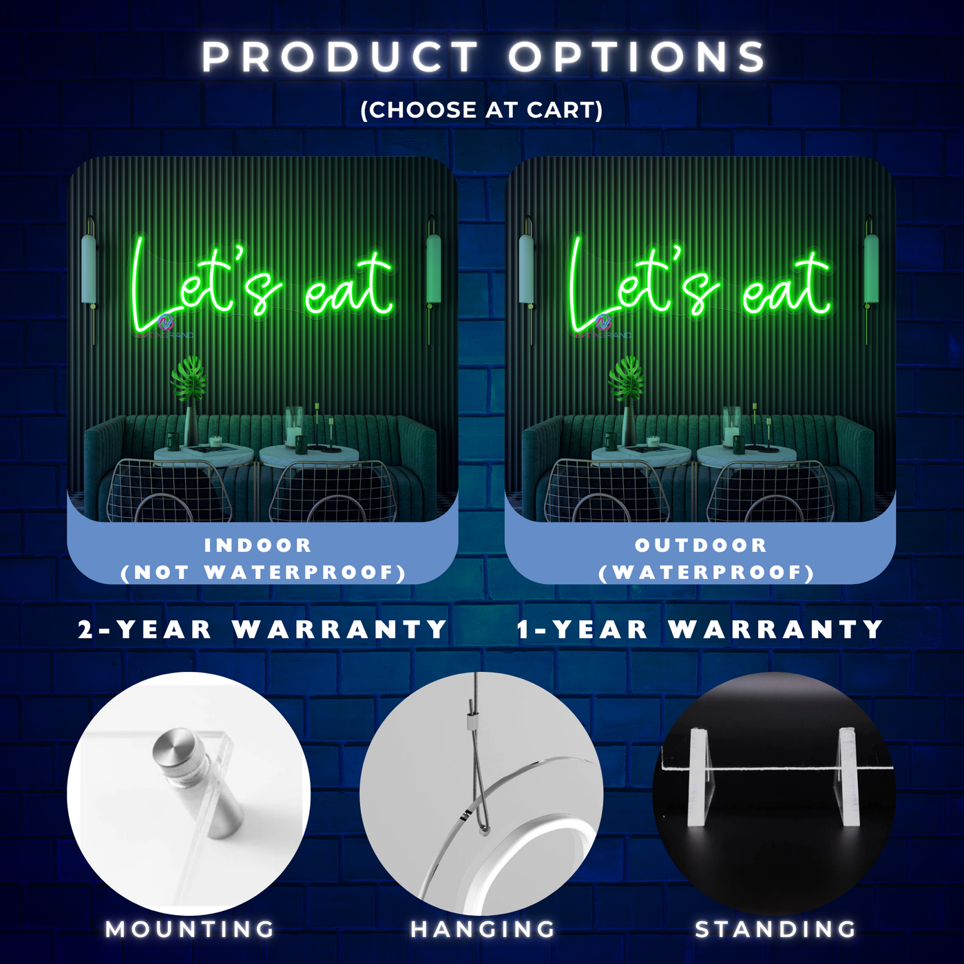 Let's Eat Neon Sign Restaurant LED Light For Kitchen