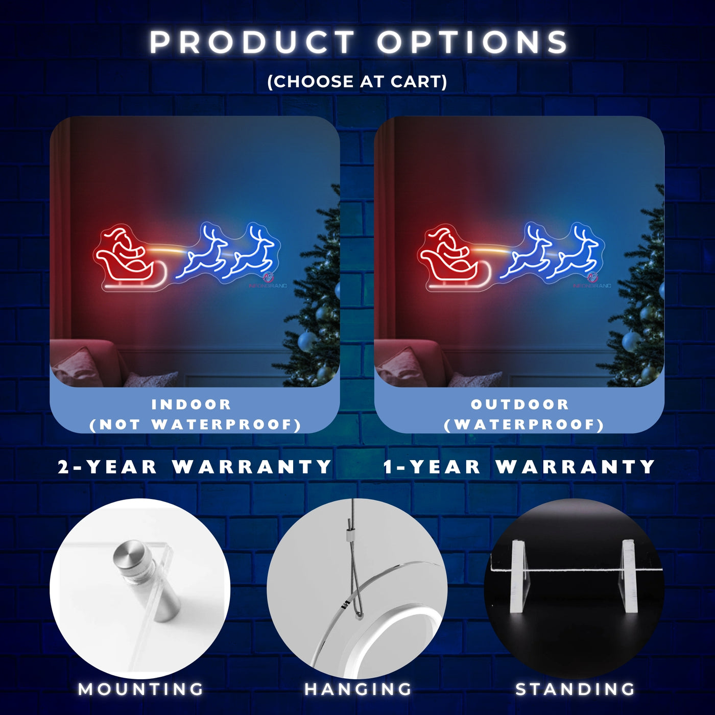 Santa Neon Sign Reindeer Sleigh LED Light For Christmas