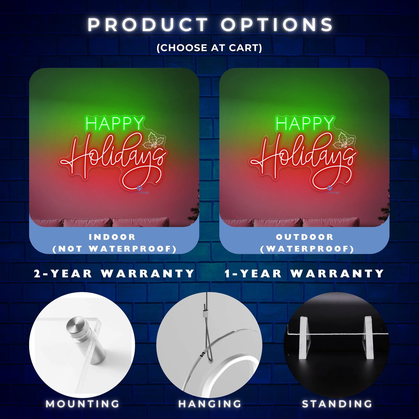 Happy Holidays Neon Sign Engraving Christmas LED Light