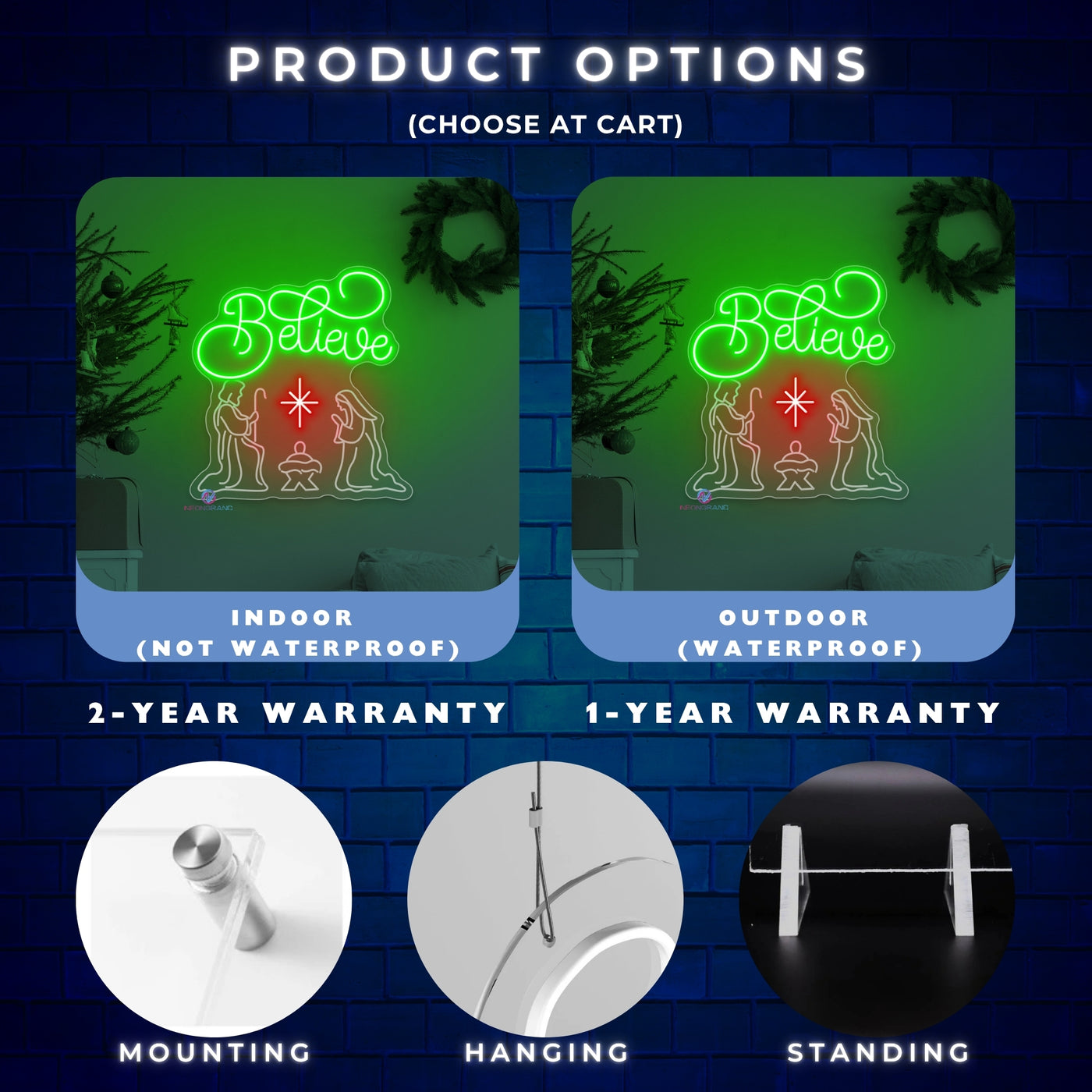 Believe Neon Sign Nativity Christmas LED Light