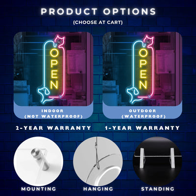 Vertical Pet Shop Open Sign Storefront LED Light For Business