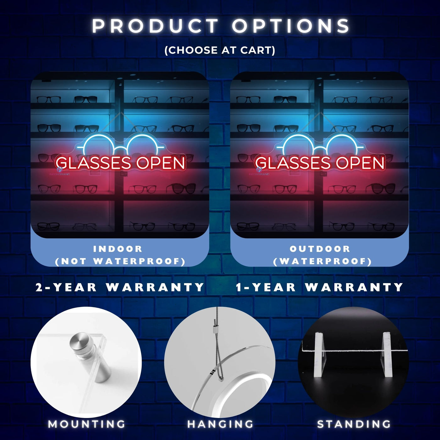 Glasses Open Neon Sign Optical Storefront LED Light