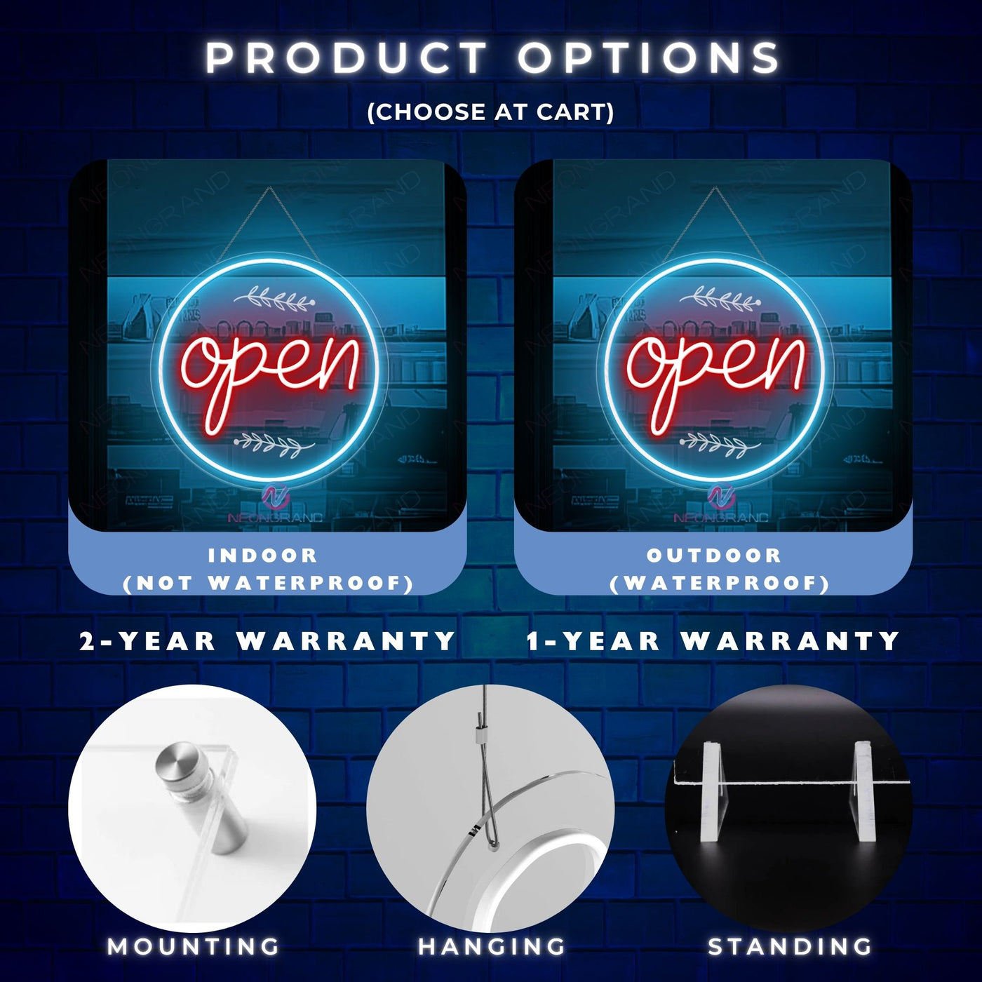 Vintage Neon Open Sign Engraving Storefront LED Light