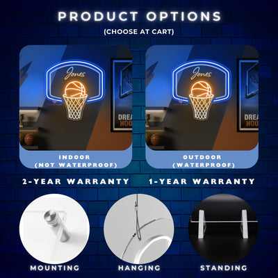 Custom Name Neon Sign Personalized Engraving Basketball LED Light