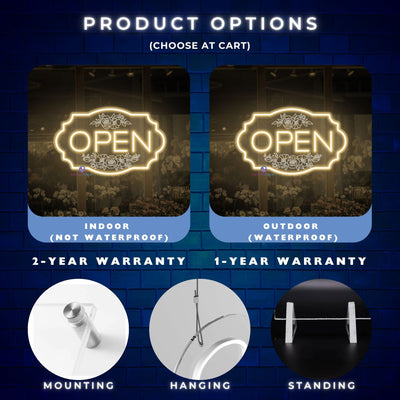 Florist Open Neon Sign Flower Shop Storefront LED Light