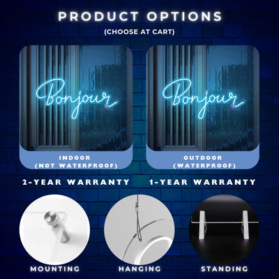 Bonjour Neon Sign Welcome LED Light For Storefront
