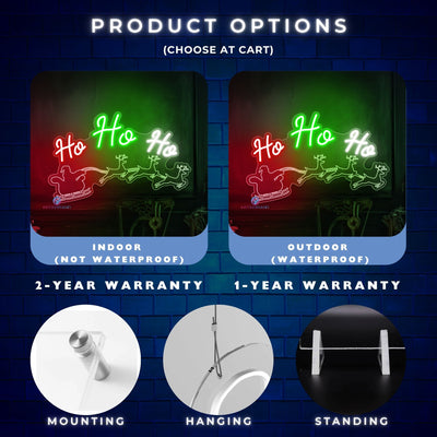 Ho Ho Ho Neon Sign Santa Sleigh LED Light For Christmas