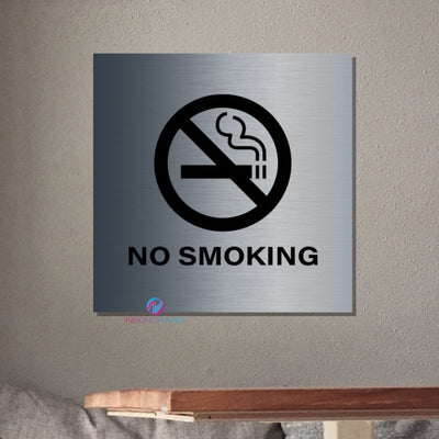 No Smoking Sign Brushed Metal Office Sign For Business