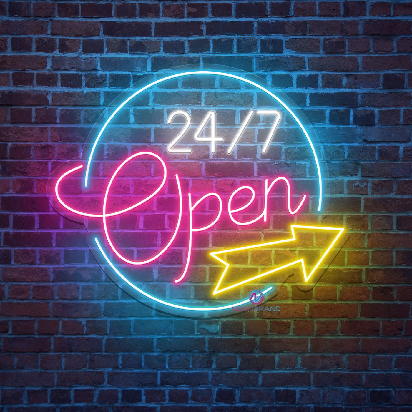 Open 24/7 Neon Sign Business Led Light Storefront