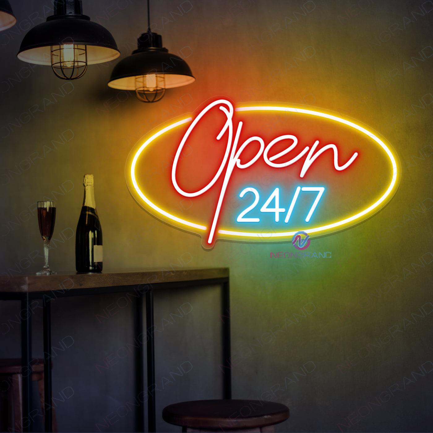 Open 24/7 Neon Sign Business Led Light