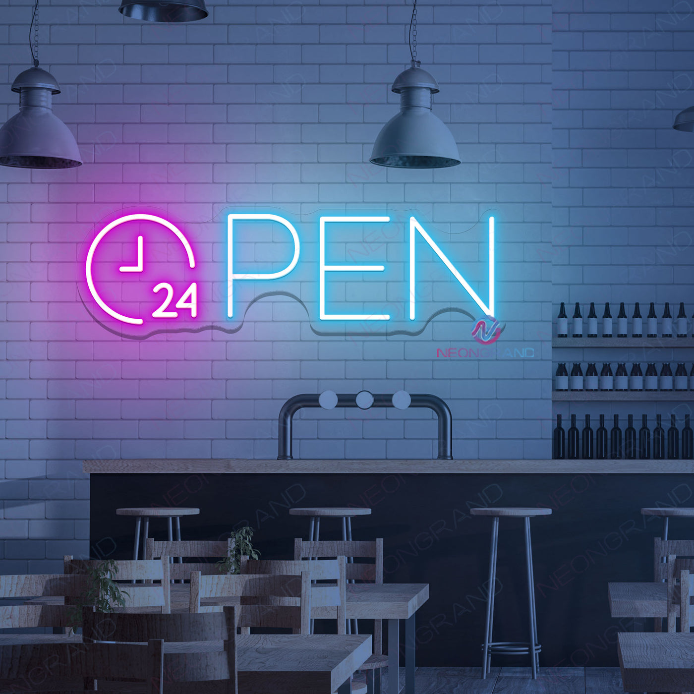 Open 24H Neon Sign Business Storefront Led Light