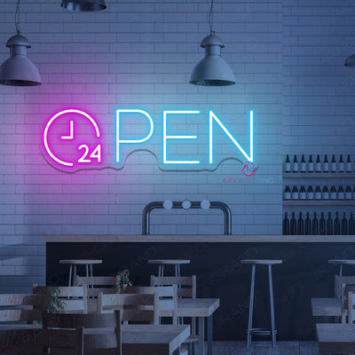 Open 24H Neon Sign Business Storefront Led Light